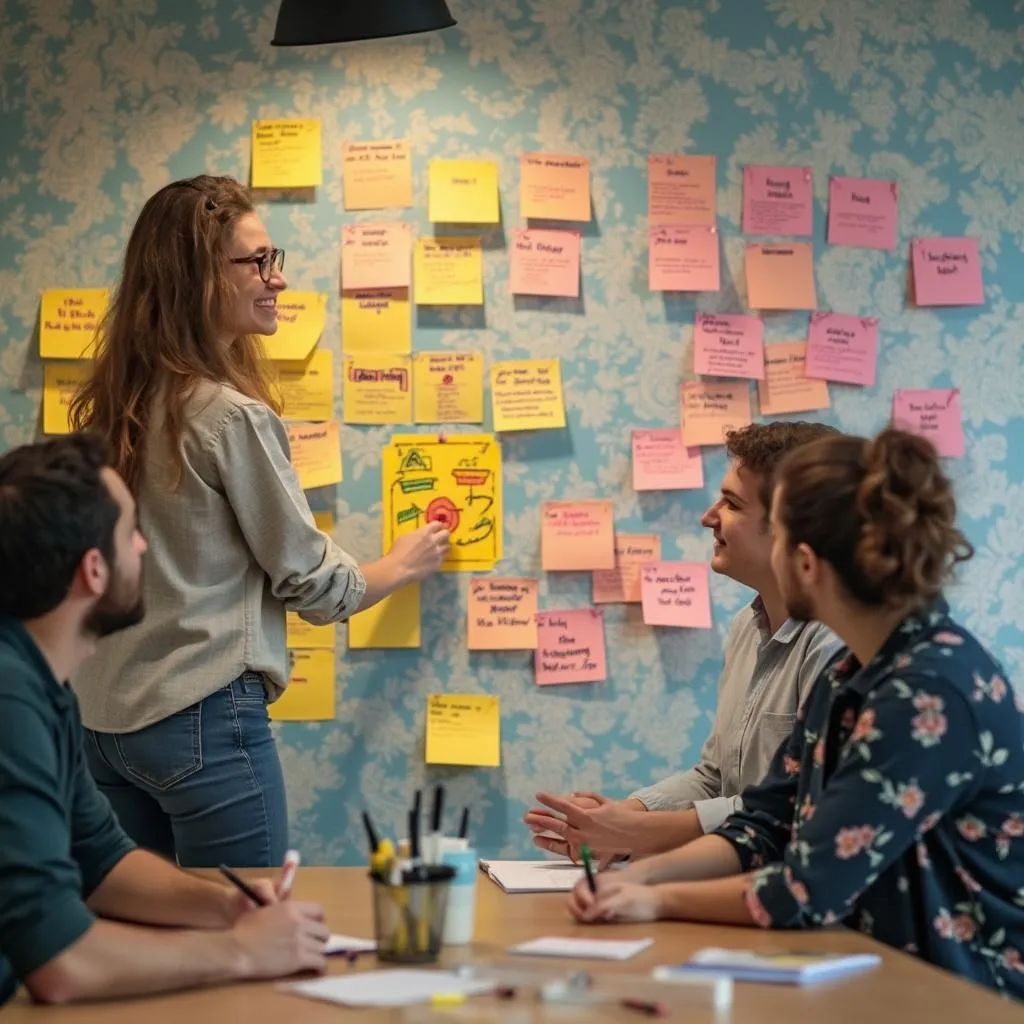 Workshop Szene mit Post-its